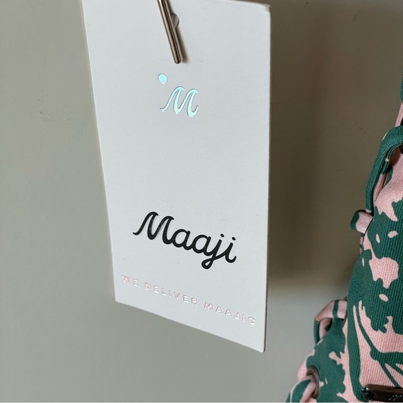 Maaji Peach and Green Floral Side Ties One Piece Swimsuit Size Medium - Picture 6 of 13